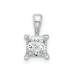 14k White Gold 3/4 carat Lab Grown Diamond VS/SI+ G+ Princess Complete Four Prong Pendant