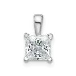 14k White Gold 1 carat Lab Grown Diamond VS/SI+ G+ Princess Complete Four Prong Pendant