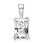 14k White Gold 3 carat Lab Grown Diamond VS/SI+ G+ Radiant Complete Four Prong Pendant