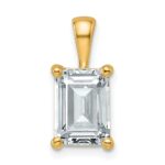 14k 2 1/2 carat Lab Grown Diamond VS/SI+ G+ Emerald Complete Four Prong Pendant