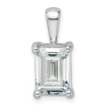 14k White Gold 3 carat Lab Grown Diamond VS/SI+ G+ Emerald Complete Four Prong Pendant