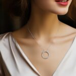 14k White Gold 3 carat Lab Grown Diamond VS+ F+ Complete Circle Chain Slide Pendant - Image 5