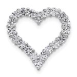 14k White Gold 1 carat Lab Grown Diamond VS/SI+ G+ Complete Heart Chain Slide Pendant
