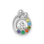 14k WG 6 Birthstone and Dia Mother/Child Chain Slide Semi-mount - Image 2