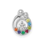 14k WG 7 Birthstone and Dia Mother/Child Chain Slide Semi-mount - Image 2