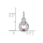 14k WG Dia. Heart w/1 Birthstone Mother's Circle Pend Semi-Mount - Image 5