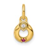 14k Dia Heart w/ 1 Birthstone Mother's Circle Pendant Semi-Mount - Image 2