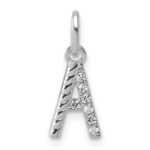 14k White Gold Twisted with .05 ct. Diamond Initial A Charm