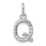 14k White Gold Twisted .07 ct. Diamond Initial Q Charm