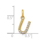14k Twisted .10 ct. Diamond Initial U Charm - Image 4