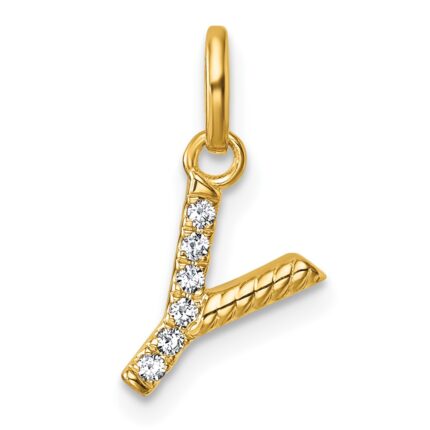 14k Twisted .05 ct. Diamond Initial Y Charm