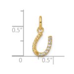 14k Polished 1/15 carat Diamond Beaded Horseshoe Pendant - Image 4