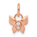 14K Rose Gold Polished Diamond Butterfly Charm