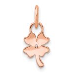 14K Rose Gold Polished Diamond Four Leaf Clover Charm - Image 3