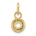 14K Polished Diamond Multi-color CZ Circle Charm - Image 3