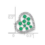 14K White Gold Polished Diamond and Emerald Heart Chain Slide - Image 4