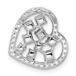 14K White Gold Polished Diamond and Sapphire Heart Chain Slide - Image 3