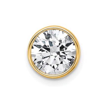 14k 1 1/2 carat Lab Grown Diamond VS+ F+ Round Complete Bezel Set Chain Slide Pendant