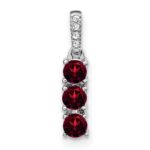 14k White Gold 3-stone Garnet and Diamond Pendant