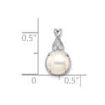 14k White Gold 7mm June/Freshwater Cultured Pearl and Diamond Pendant - Image 3