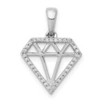 14k White Gold Diamond Gemstone-shape Pendant