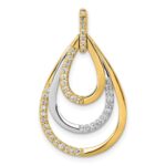 14k Two-tone Polished 1/4 carat Diamond Triple Teardrop Pendant