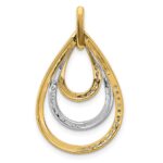 14k Two-tone Polished 1/4 carat Diamond Triple Teardrop Pendant - Image 3