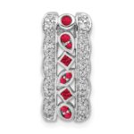 14k White Gold Diamond and .17 Ruby Fancy Vintage Chain Slide