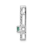 14k White Gold Graduated Diamond and Emerald Fancy Chain Slide - Image 2