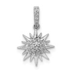 14k White Gold 1/10 carat Diamond Fancy Sun/Star Pendant