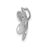 14k White Gold 1/20 carat Diamond Flower Chain Slide - Image 2
