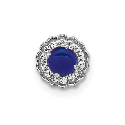 14k White Gold Diamond and Sapphire Cabochon Chain Slide