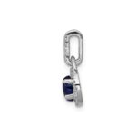 14k White Gold Diamond and Oval Cabochon Sapphire Halo Pendant - Image 2