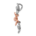 14k Rose and White Gold 1/10 carat Diamond Three Flower Chain Slide - Image 2