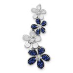 14k White Gold Diamond and .29 Sapphire Four Flowers Chain Slide
