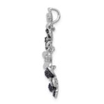 14k White Gold Diamond and .29 Sapphire Four Flowers Chain Slide - Image 2
