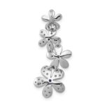 14k White Gold Diamond and .19 Sapphire Four Flowers Chain Slide - Image 3