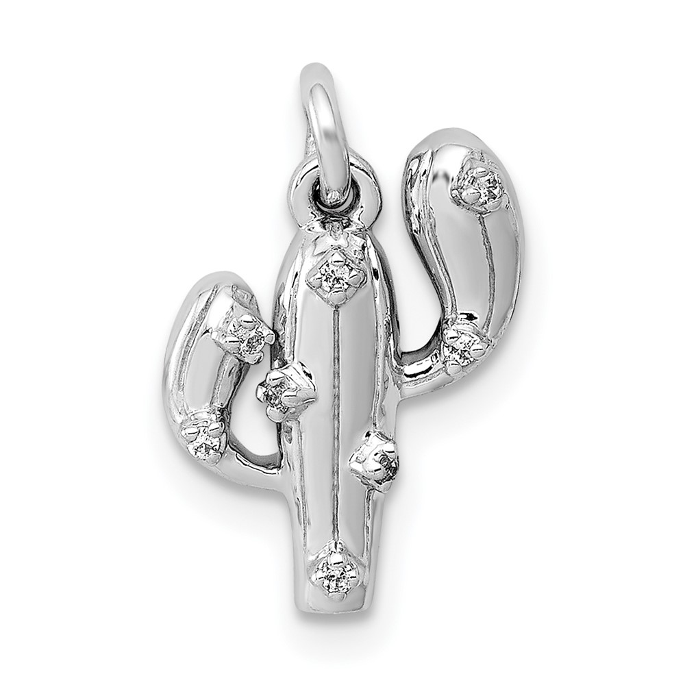 PM4048-003-WA.jpg 14k White Gold Diamond Cactus Pendant - Image 1