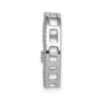 14k White Gold Oval 1/5 carat Diamond Fleur de Lis in Oval Chain Slide - Image 2