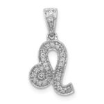 14k White Gold Diamond Leo Zodiac Pendant