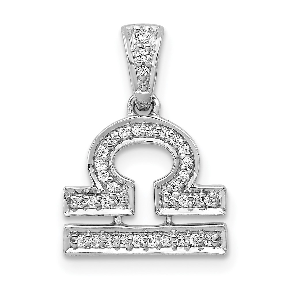 PM4108-012-WA.jpg 14k White Gold Diamond Libra Zodiac Pendant - Image 1