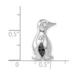 14k White Gold Black Diamond Penguin Chain Slide - Image 4