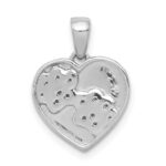 14k White Gold Diamond Paw Prints Heart Pendant - Image 3