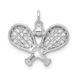 14k White Gold Diamond Racquets and Ball Pendant - Image 3