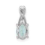14K White Gold 7x5 Oval March/Aquamarine and Diamond Pendant - Image 3