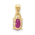 14k 7x5 Oval July/Lab Created Ruby and Diamond Pendant - Image 3