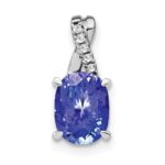 14k White Gold 7x5mm Oval Tanzanite and Diamond Pendant