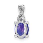 14k White Gold 7x5mm Oval Tanzanite and Diamond Pendant - Image 4