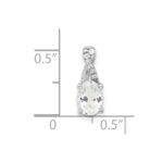 14K White Gold 7x5 Oval April/White Topaz and Diamond Pendant - Image 4