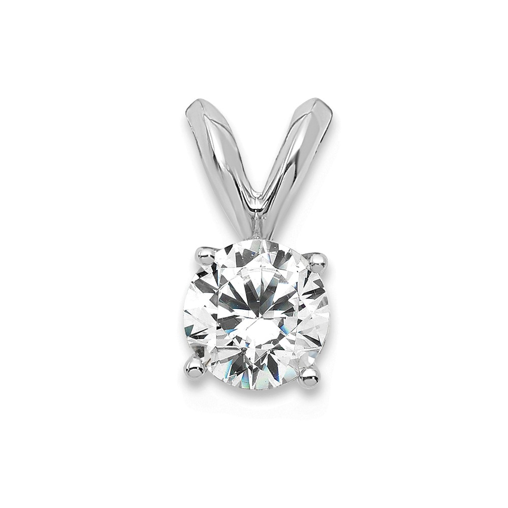 PM4396-033-WAA.jpg 14k White Gold 1/3 carat Certified Lab Grown Diamond VS+ F+ Round Complete Four Prong Solitaire Pendant - Image 1